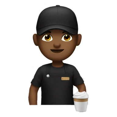 barista making coffee in black apron and black t-shirt in cap sticker