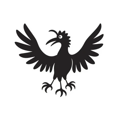 Hand-drawn liver bird, mythical bird symbol of Liverpool, cormorant-like bird with outstretched wings sticker