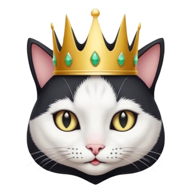 Black and white Cat THAT is queen of witches wearing crown sticker