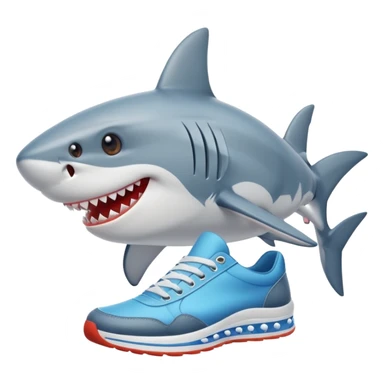 Tiburón con tenis animado sticker