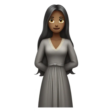 A young women with long hairs in formal dress standing and folding her hands sticker