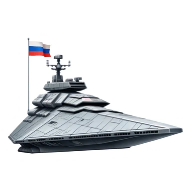 Giant star destroyer style Russian spacecraft with flag pattern on hull sticker