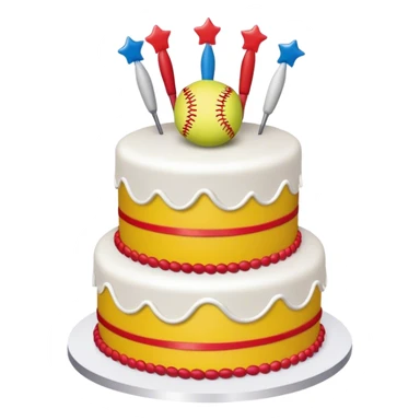 birthday cake with softball sticker