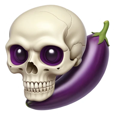 A skull and an eggplant sticker