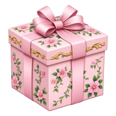 Elegant Rococo pale pink ditsy floral gift box sticker