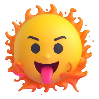 3D emoji style head blowing up, playful and colorful sticker