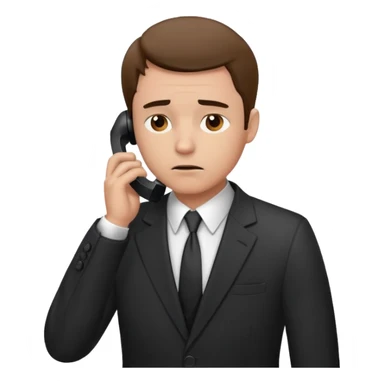 A man on the phone about to make a complaint but sad sticker