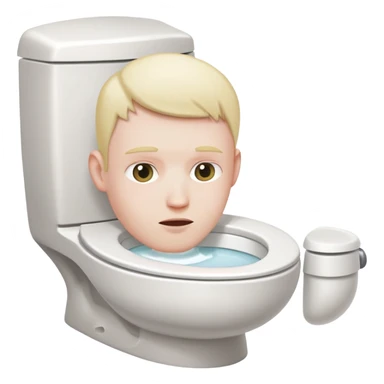 White toilet with a person's head visible in the bowl sticker