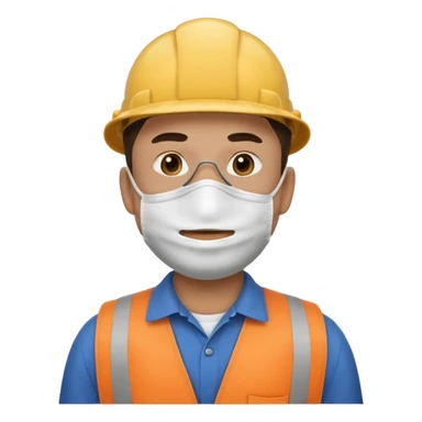남자사람이 입에 뚫리지않은 마스크 쓰고있고, 작업복을 입고있는 이모지 sticker