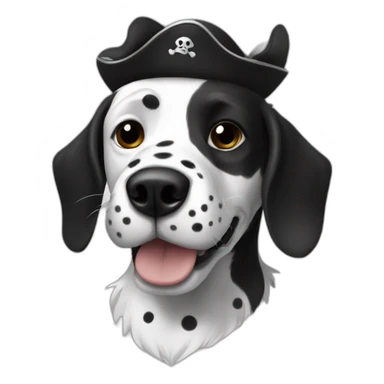 black and white, black spots, pirate dog sticker