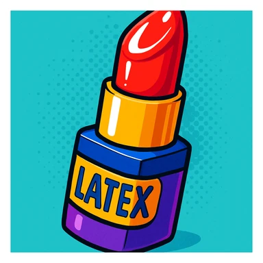 cartoon style latex lipstick, colorful, playful, exaggerated features sticker
