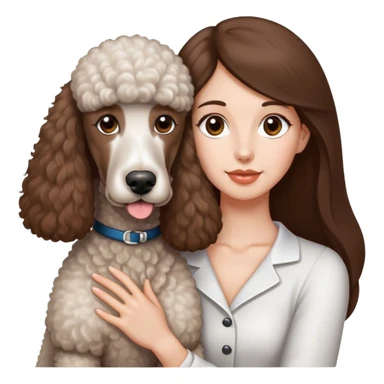 Long straight brown hair brown eyes beautiful women The white standard poodle you're holding sticker