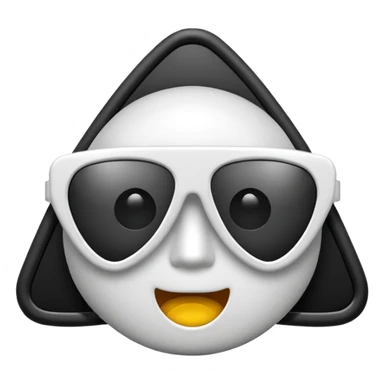 white frame, black lenses, triangular sunglasses, emoji style sticker