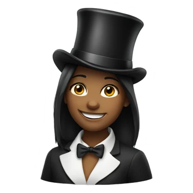 smiling girl in top hat sticker