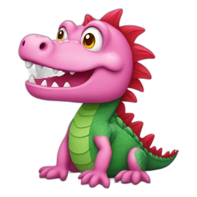 Pink crocodile with red hair sticker