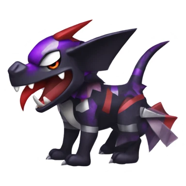 Black Cool Edgy Nargacuga-Houndoom-Garchomp-Noivern Fakémon  with White and Red and purple and black Edgy markings sticker