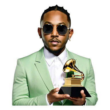 kendrick lamar holding grammy sticker