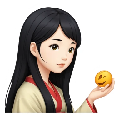 Garota japonesa de cabelo longo, apenas perfil sticker