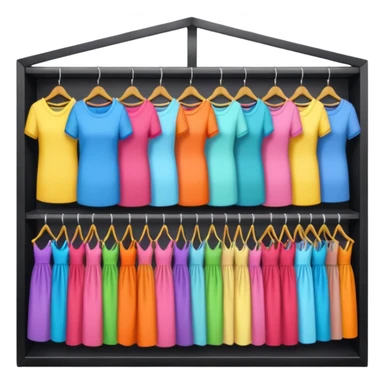 Clothing Store – racks of folded shirts and hanging dresses.

 sticker