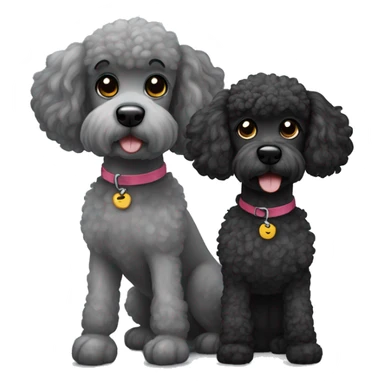 black and grey two poodles sticker