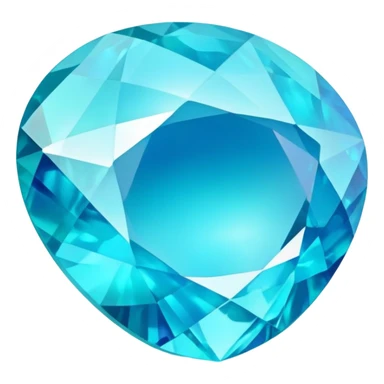 Brilliant cut blue smithsonite gem with turquoise blue tone and holographic iridescence sticker