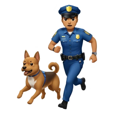 Police with dog is angry and police is running sticker