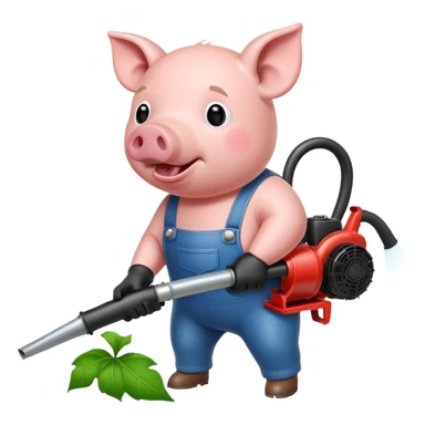 Pig with leaf blower  sticker