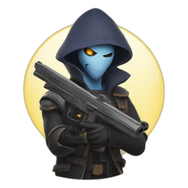 Kindred holds a gun sticker