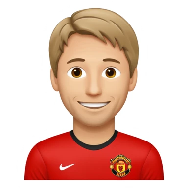 Cartoon emoji of Van der Sar in Manchester United shirt no text no background sticker