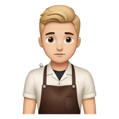 tired young man barista sticker