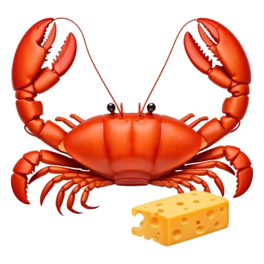 Lobster holding a piece of cheese sticker