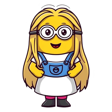 female minion with long blonde hair and lipstick sticker