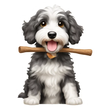 Aussiedoodle with a stick sticker