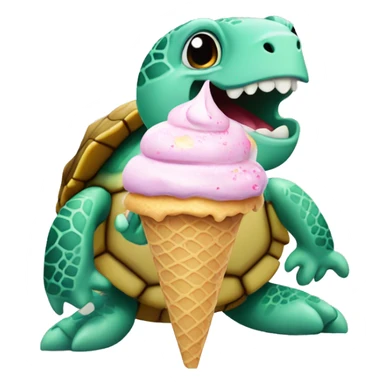 Sea turtle eating ice cream sticker