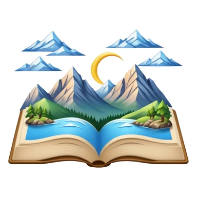 Open book with mountains inside sticker