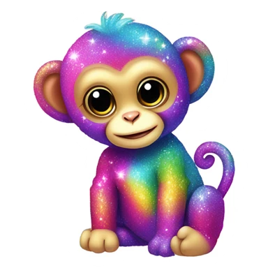 Lisa frank sparkly rainbow baby monkey with heart sticker