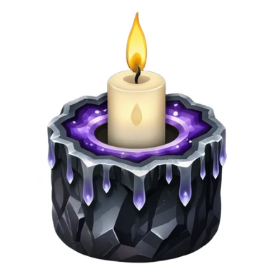 Black candle on a dark geode crystal sticker