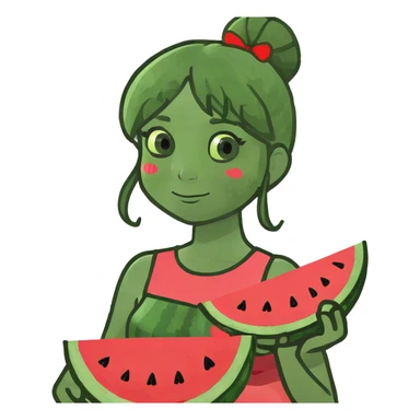 Watermelon girl sticker