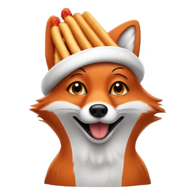 Fox wearing a hotdog hat  sticker