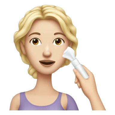 white girl applying cream on face sticker