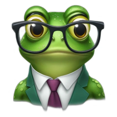 a frog wearing glasses and tie sticker
