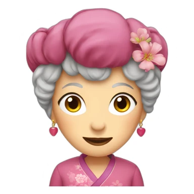 Chinese senior lady wear Glasgow love sign sticker