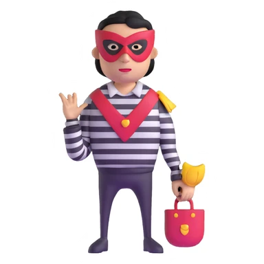 robber character wearing striped shirt and mask sticker