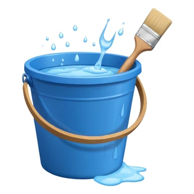 Bucket and brush for cleaning sticker