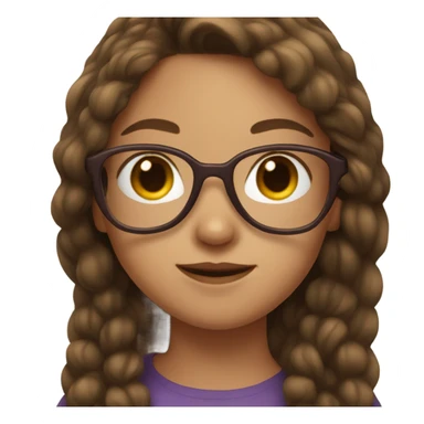 Girl with brown hair wearing heart shaped glasses sticker