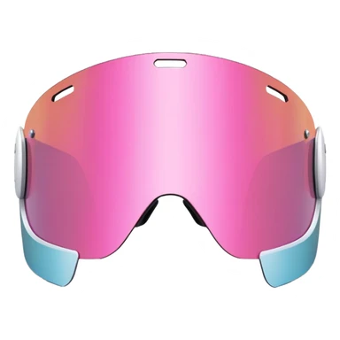 oversized frameless pink shield visor, futuristic Y2K style, wrap-around one-piece lens sticker