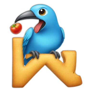 twitter bird eating X letter sticker