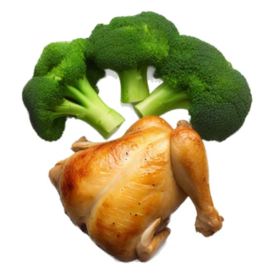 Roasted chicken breast and broccoli on a white plate sticker