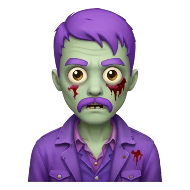 young zombie with purple mustache sticker