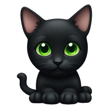 small shy black cat with green eyes  sticker